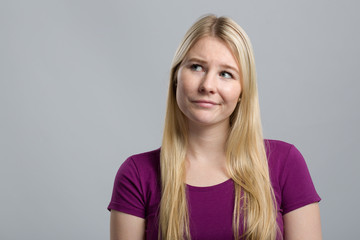 young woman shows emotional expressions