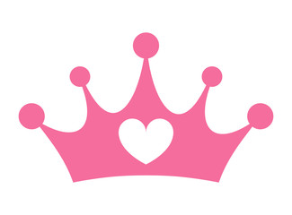 Vector illustration of a pink girly princess crown with the heart emblem isolated on white background © lnm