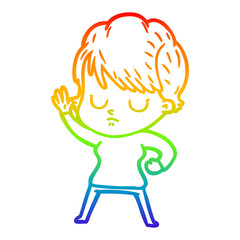 rainbow gradient line drawing cartoon woman