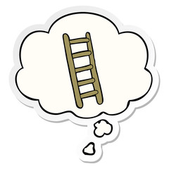 cartoon ladder and thought bubble as a printed sticker