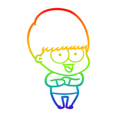 rainbow gradient line drawing happy cartoon boy