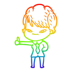 rainbow gradient line drawing cartoon happy woman
