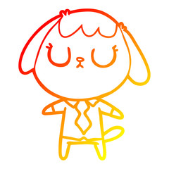 Obraz na płótnie Canvas warm gradient line drawing cute cartoon dog wearing office shirt