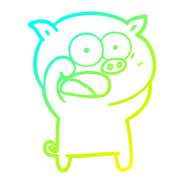 recommend clip art: cold gradient line drawing cartoon pig shouting