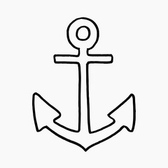 High quality hand drawn vector illustration doodle of an anchor icon isolated on white background © lnm