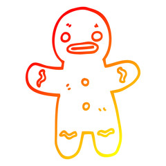warm gradient line drawing cartoon gingerbread man