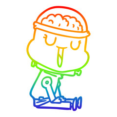 rainbow gradient line drawing happy cartoon robot