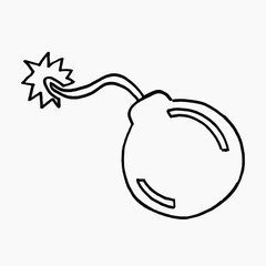 High quality hand drawn vector doodle illustration of a bomb icon isolated on white background