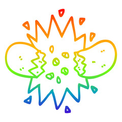 rainbow gradient line drawing cartoon exploding sausage
