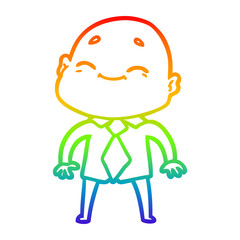 rainbow gradient line drawing happy cartoon bald man