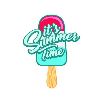 Unique Modern Popsicle Summer Time Design Background Banner Template with Text It's Summer Time for Used Personally and All Business Company
