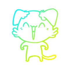 cold gradient line drawing happy little dog cartoon