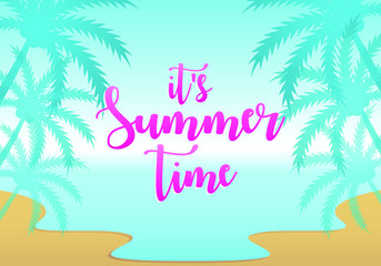 Fototapeta na wymiar Unique Modern Summer Time Design Background Banner Template with Text It's Summer Time for Used Personally and All Business Company