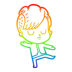 Obraz premium rainbow gradient line drawing cartoon woman