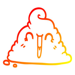 warm gradient line drawing cartoon poop