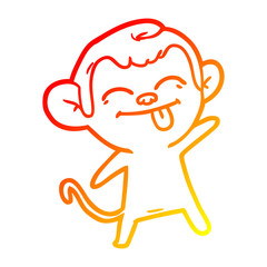 warm gradient line drawing funny cartoon monkey