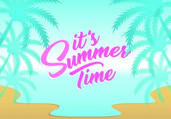 Fototapeta na wymiar Unique Modern Summer Time Design Background Banner Template with Text It's Summer Time for Used Personally and All Business Company
