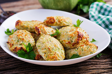 Chicken cutlet with zucchini. Healthy food.