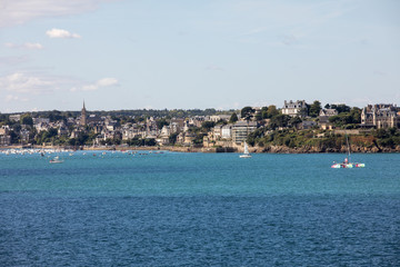 Fototapeta premium View from the ramparts at marina and the town of Dinard. Saint Malo, Brittany, France