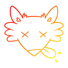 warm gradient line drawing cartoon dead fox