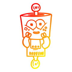 warm gradient line drawing happy cartoon robot