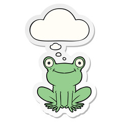 cartoon frog and thought bubble as a printed sticker