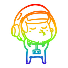 rainbow gradient line drawing cartoon confident astronaut