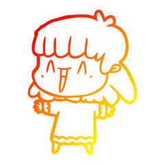 warm gradient line drawing cartoon woman