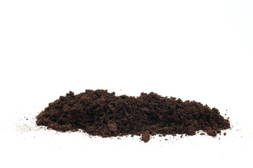 pile of soil isolated on white background - Image .