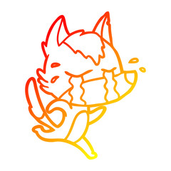 warm gradient line drawing cartoon crying wolf