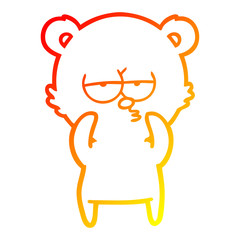warm gradient line drawing bored bear cartoon