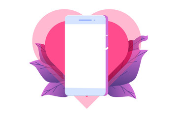 Dating applications, virtual relationships concept with smartphones. Vector illustration