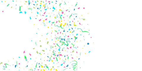 Colorful confetti on white background.