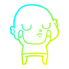 cold gradient line drawing cartoon bald man