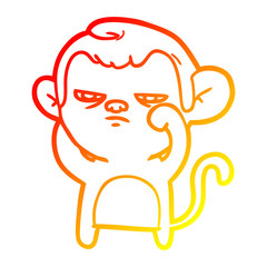warm gradient line drawing cartoon annoyed monkey