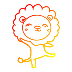 warm gradient line drawing cartoon lion