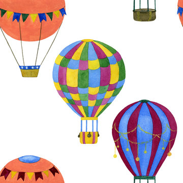 Seamless illustration of air balloons.