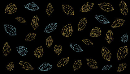 Crystals and Minerals. Hand drawn illustration.