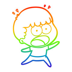 rainbow gradient line drawing cartoon shocked man