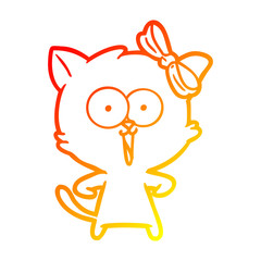warm gradient line drawing cartoon cat