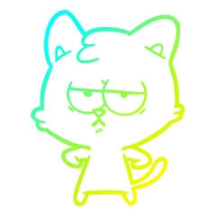 cold gradient line drawing bored cartoon cat