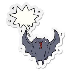 cartoon happy vampire bat and speech bubble sticker