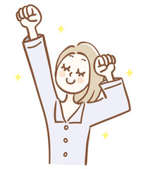 気持ちよく目覚める女性のイラスト
