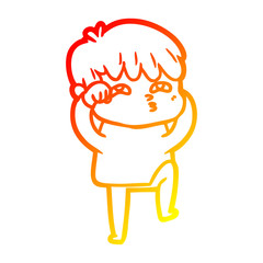 warm gradient line drawing cartoon curious man