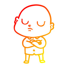 warm gradient line drawing cartoon bald man
