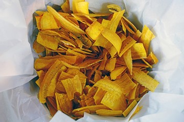 Basket of crunchy plantain chips