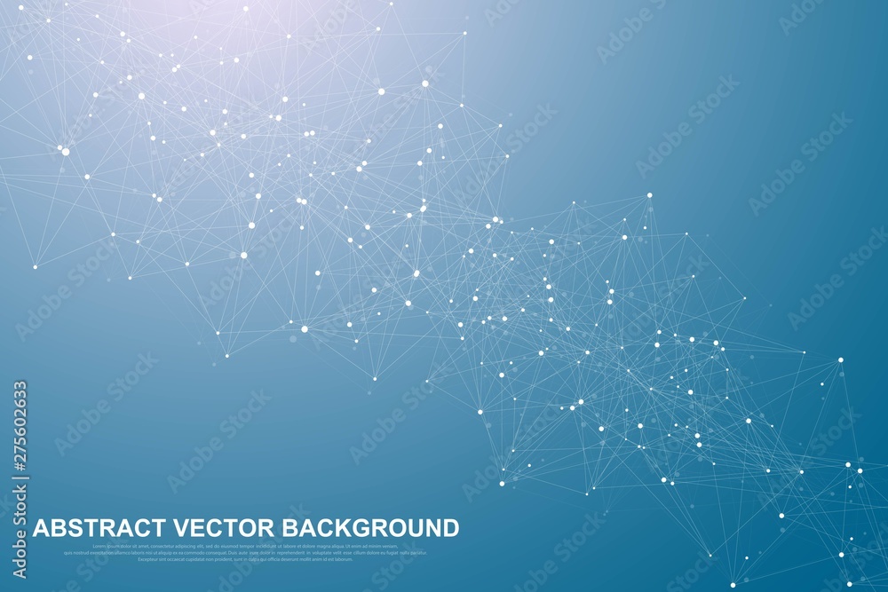 Poster Big data visualization. Social network or business analytics representation. Abstract vector graphics. Futuristic infographic illustration