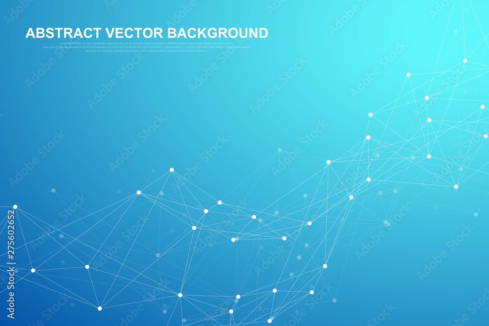Leinwandbilder Abstract plexus background with connected lines and dots. Wave flow. Plexus geometric effect Big data with compounds. Lines plexus, minimal array. Digital data visualization. Vector illustration