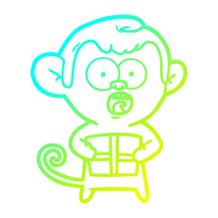 cold gradient line drawing cartoon shocked monkey