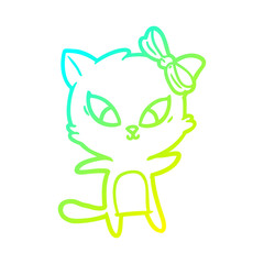 cold gradient line drawing cartoon cat